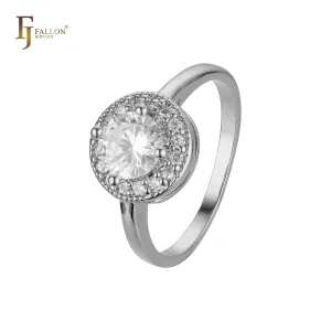 Chic colorful cubic zirconia White Gold halo rings