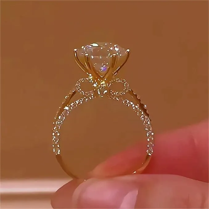 Chic Hollow Bowknot Crystal Ring