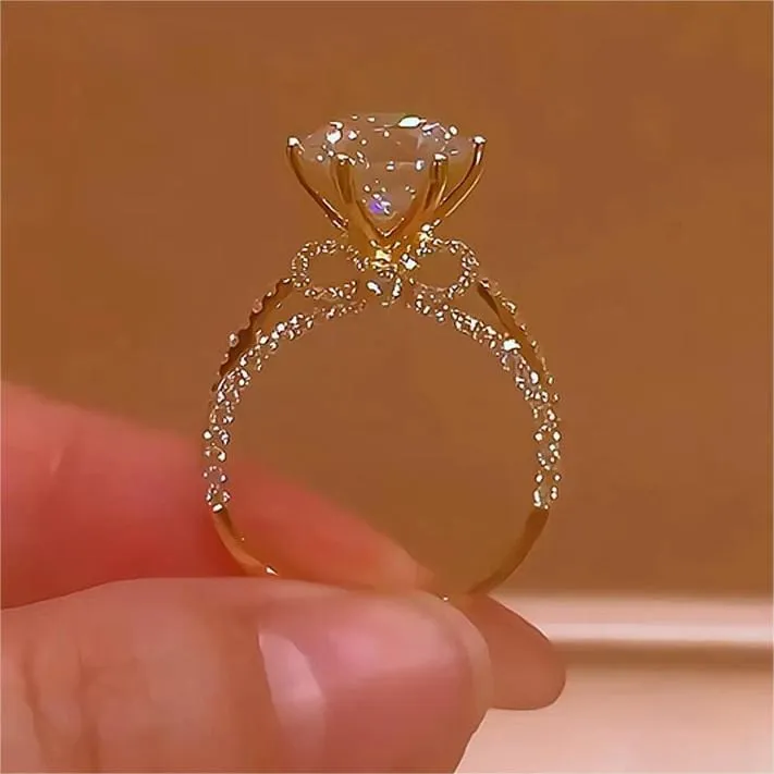 Chic Hollow Bowknot Crystal Ring