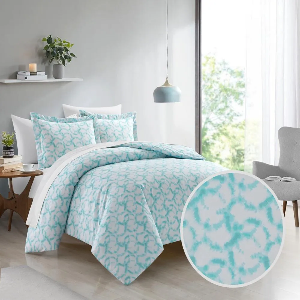 Chic Home Chrisley Duvet Cover Set Contemporary Watercolor Overlapping Rings Pattern Print Design Bedding - Pillow Sham Included - 2 Piece - Twin 68x90", Aqua