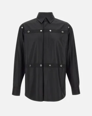 Chinched Cool Wool Shirt in Black