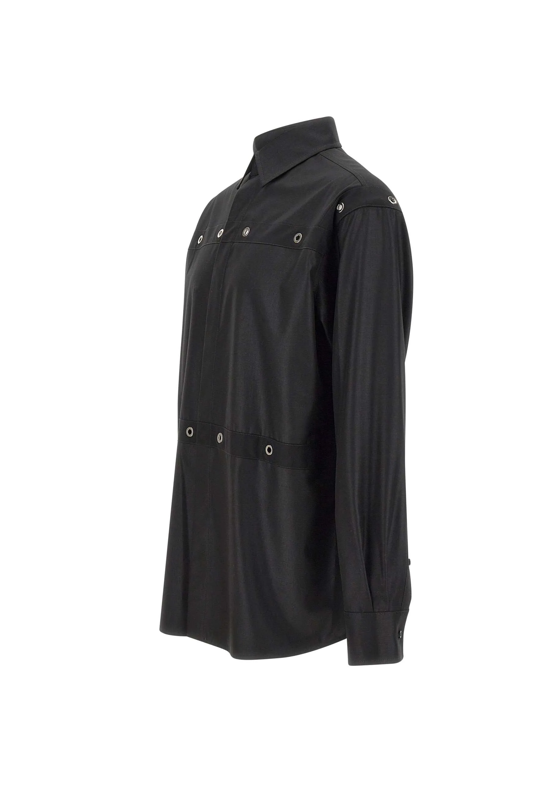 Chinched Cool Wool Shirt in Black