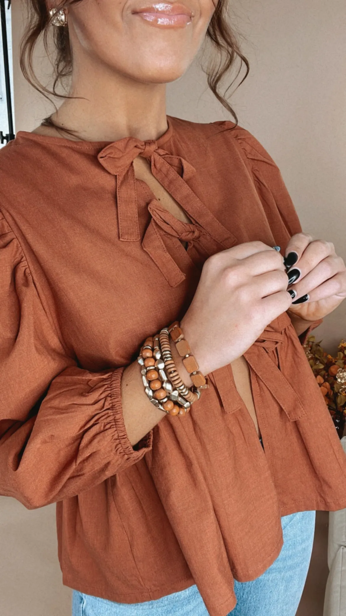 Chunky Boho Bracelet Stack, Brown