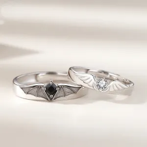 Custom Angel Demon Wings Wedding Bands for two