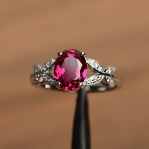 Cute Lab Created Oval Cut Ruby Unique Solitaire Rings - 925 Sterling Silver Rings