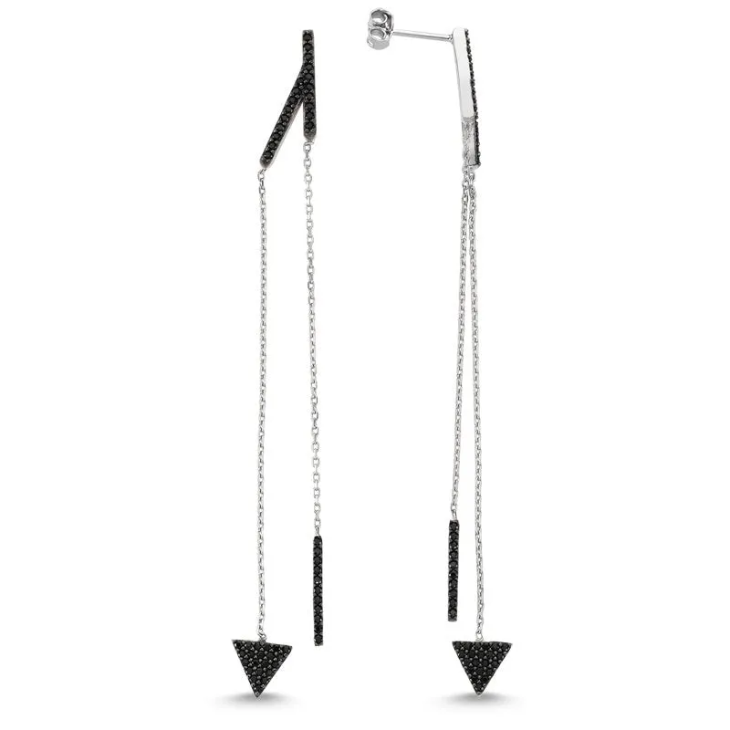 Dainty Silver Triangle & Line Threader Earrings