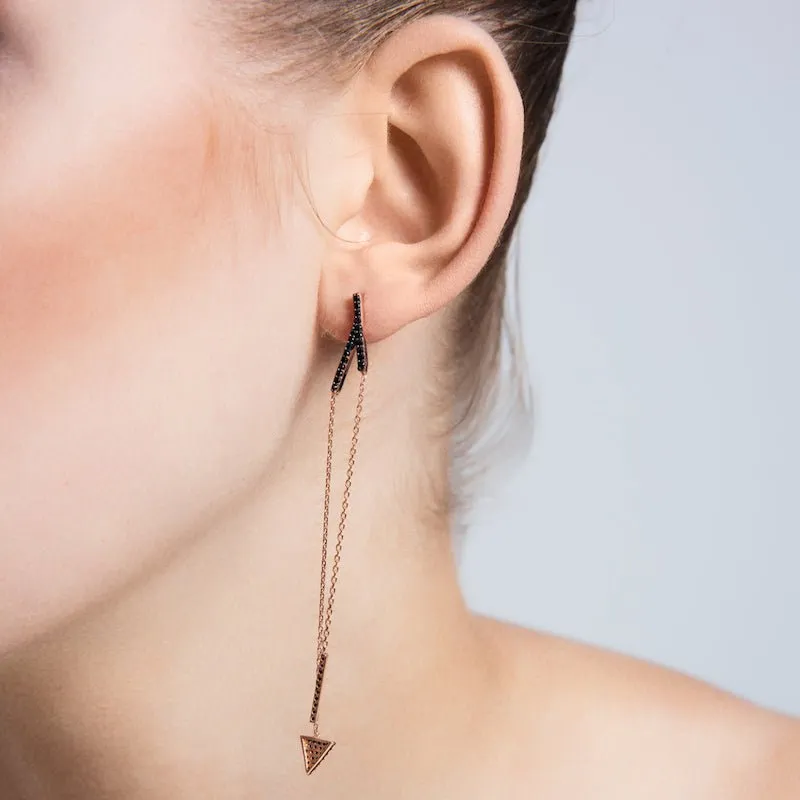 Dainty Silver Triangle & Line Threader Earrings