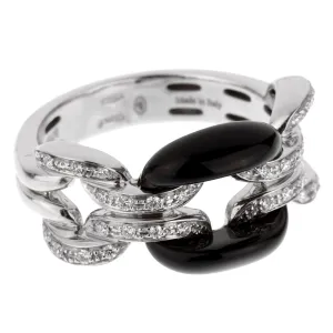 Damiani Lace White Gold Diamond Onyx Ring Sz 6