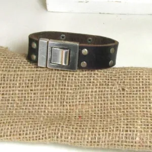 Dark Brown Unisex Leather Cuff Bracelet Boho Style