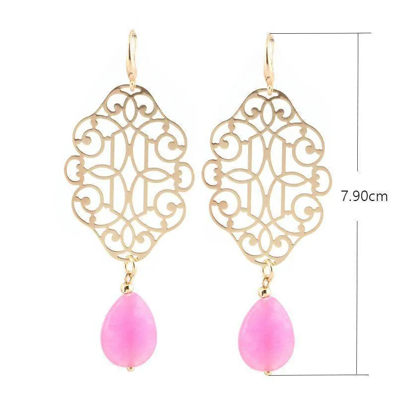 Drop Earrings Pendientes Copper Shell Natural Stone Statement Earrings For Women Wedding Party Jewelry Bohemian