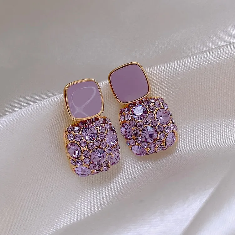 Earrings retro temperament Europe and America 2020 new high-quality purple earrings female exquisite niche Fashion Stud Earrings