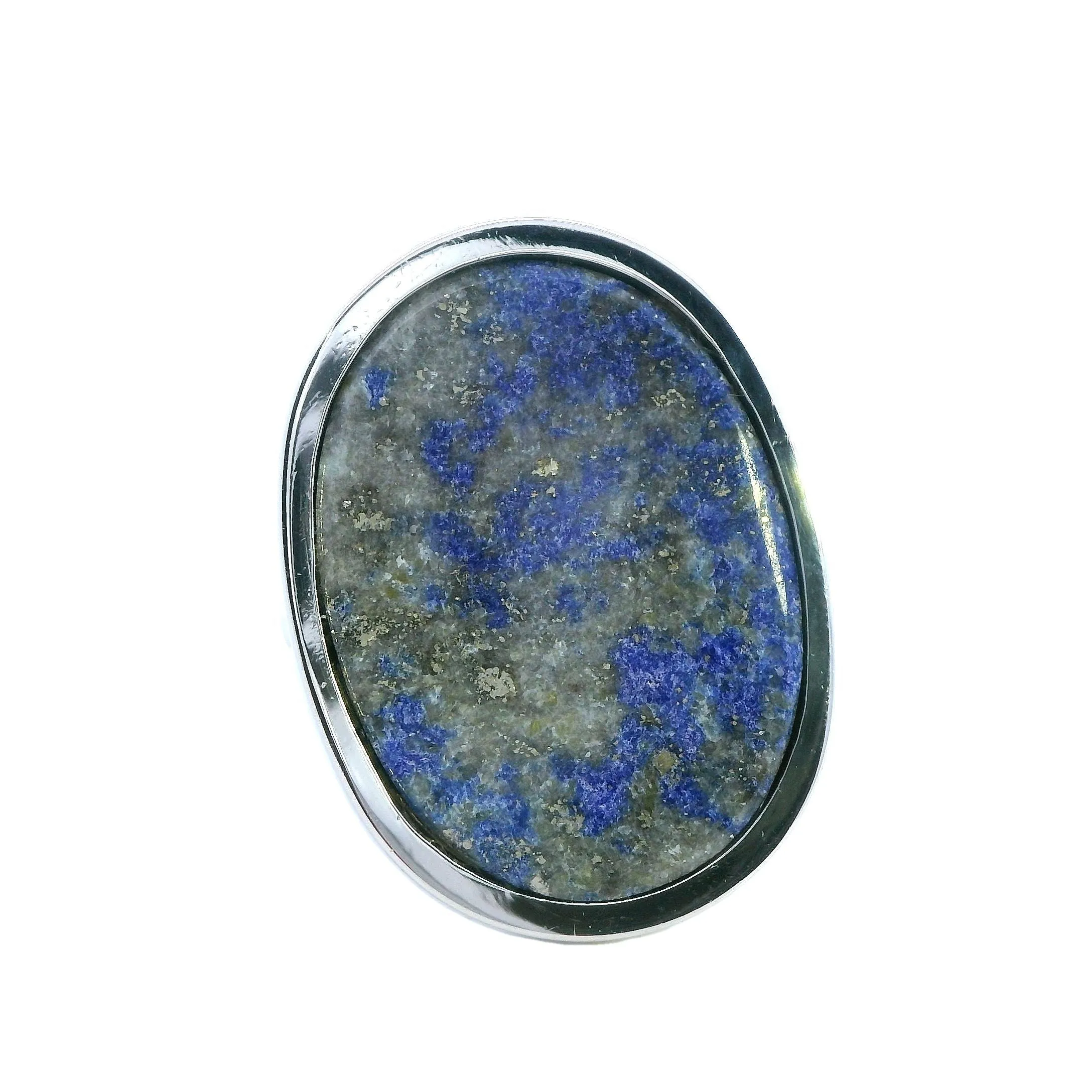 Elegant White Gold Sodalite Ring - Unique Oval Design