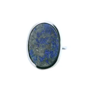 Elegant White Gold Sodalite Ring - Unique Oval Design