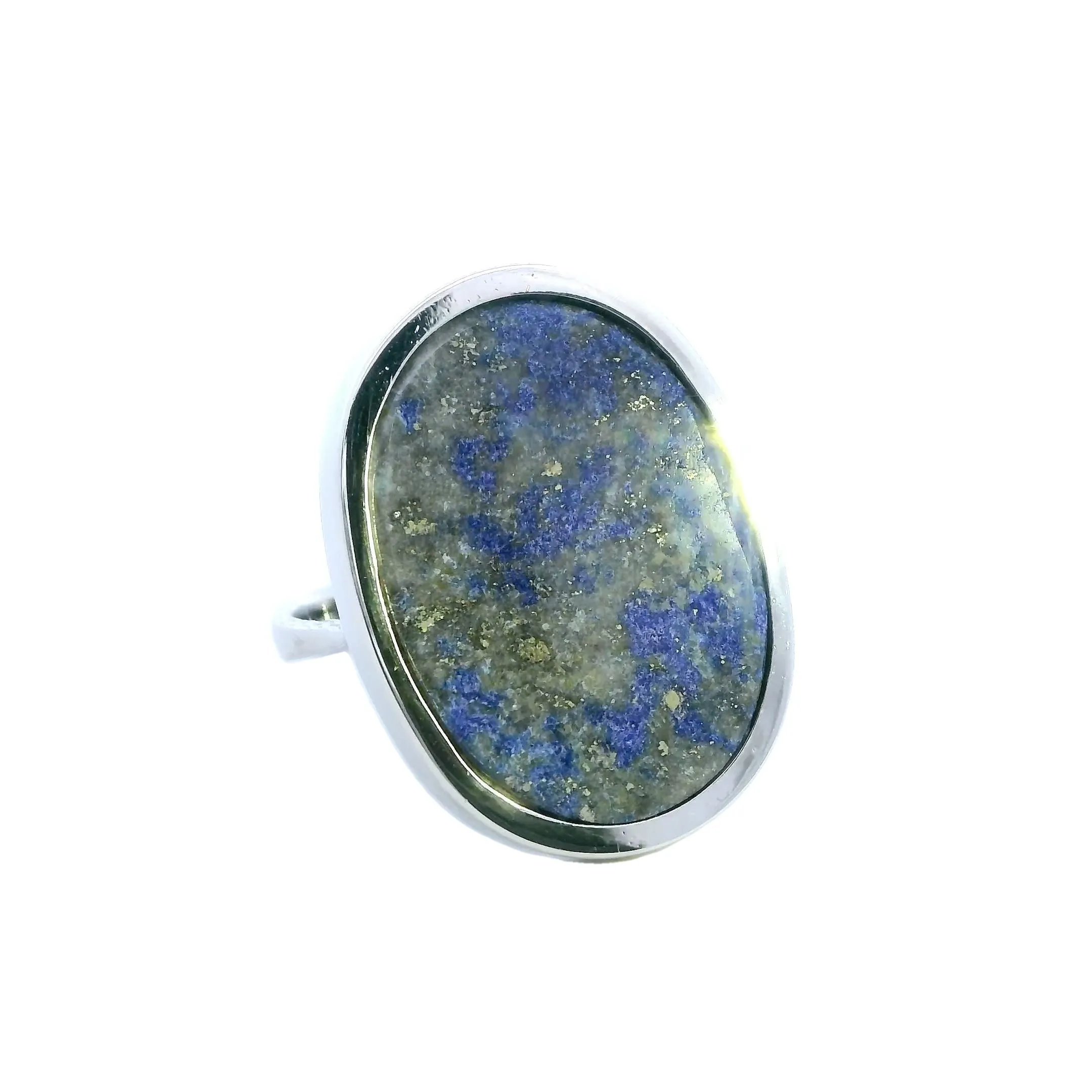 Elegant White Gold Sodalite Ring - Unique Oval Design