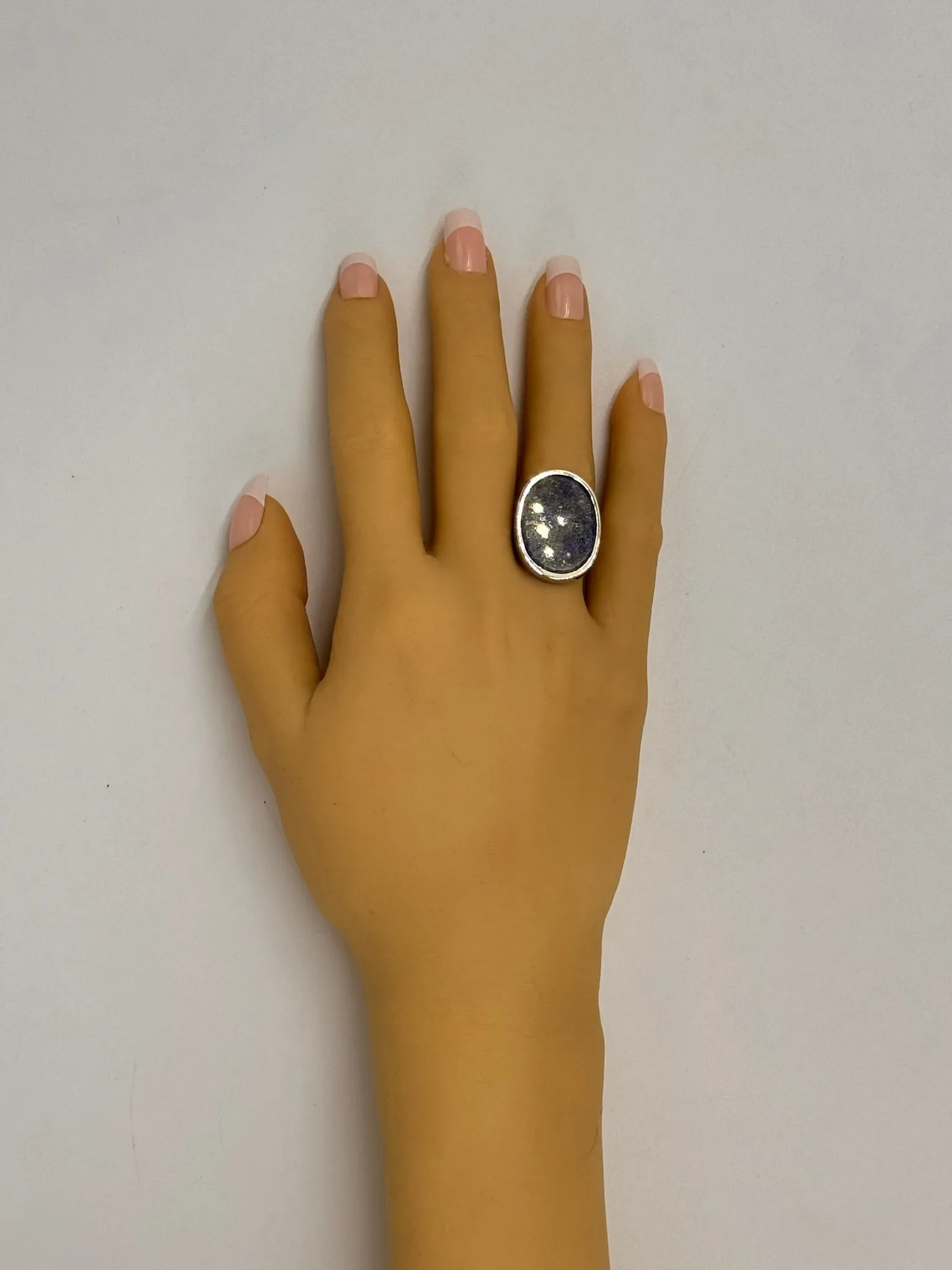 Elegant White Gold Sodalite Ring - Unique Oval Design