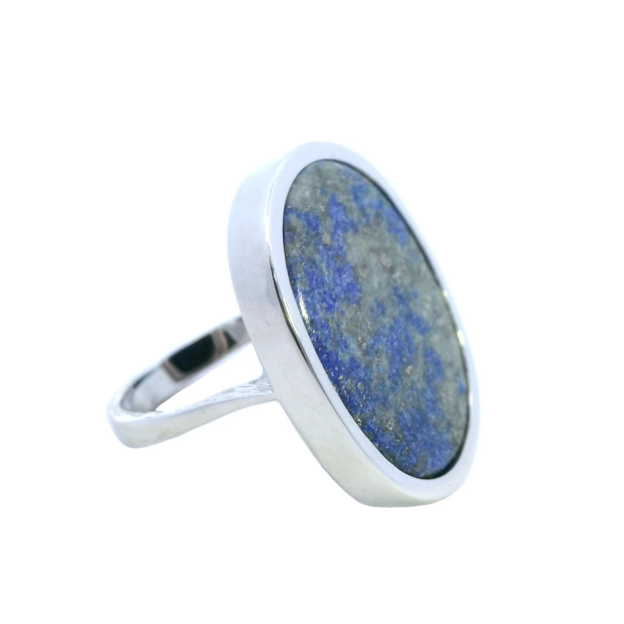 Elegant White Gold Sodalite Ring - Unique Oval Design