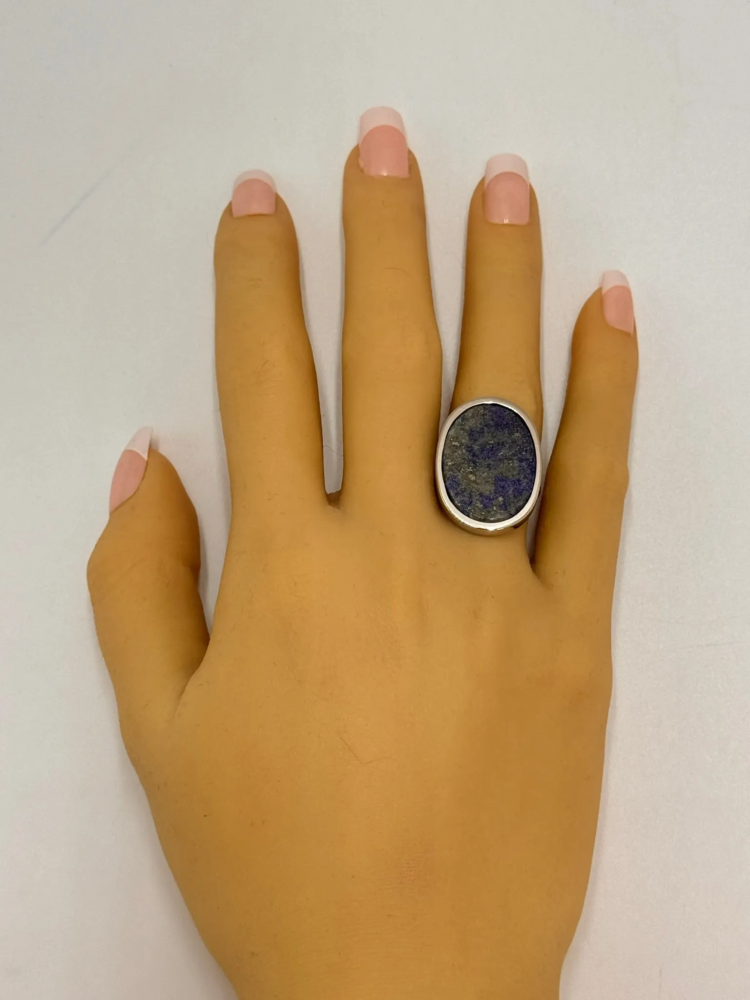 Elegant White Gold Sodalite Ring - Unique Oval Design