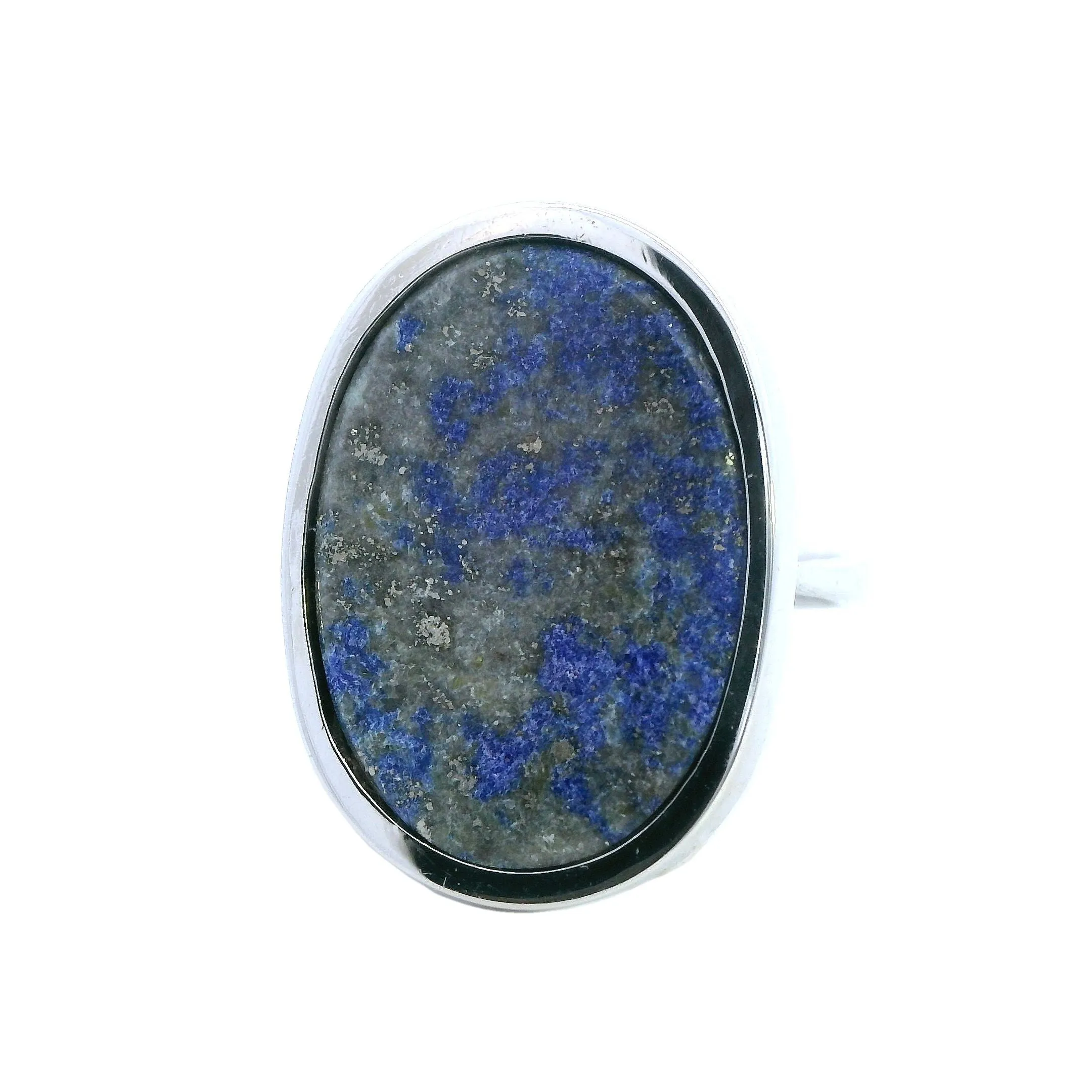 Elegant White Gold Sodalite Ring - Unique Oval Design