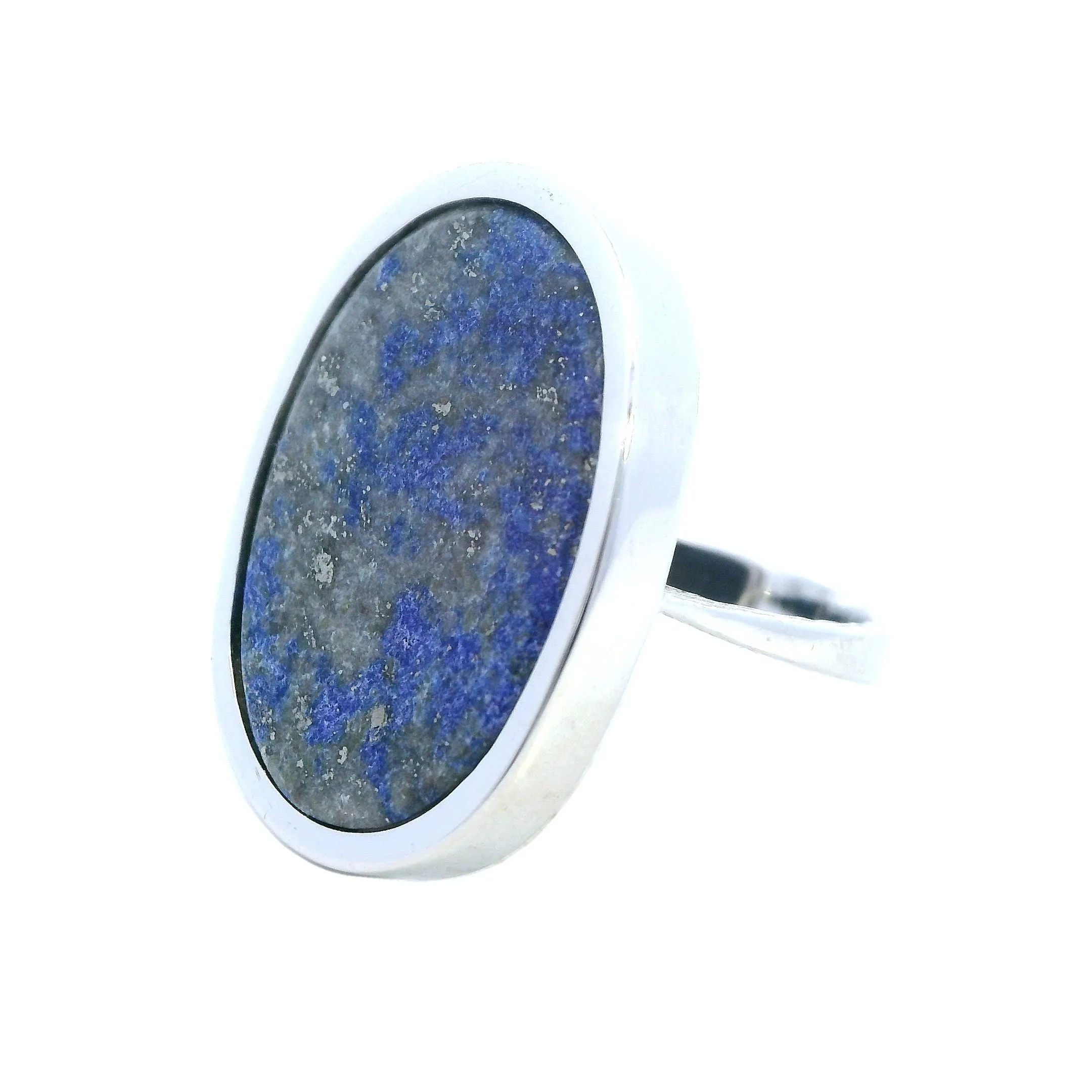 Elegant White Gold Sodalite Ring - Unique Oval Design