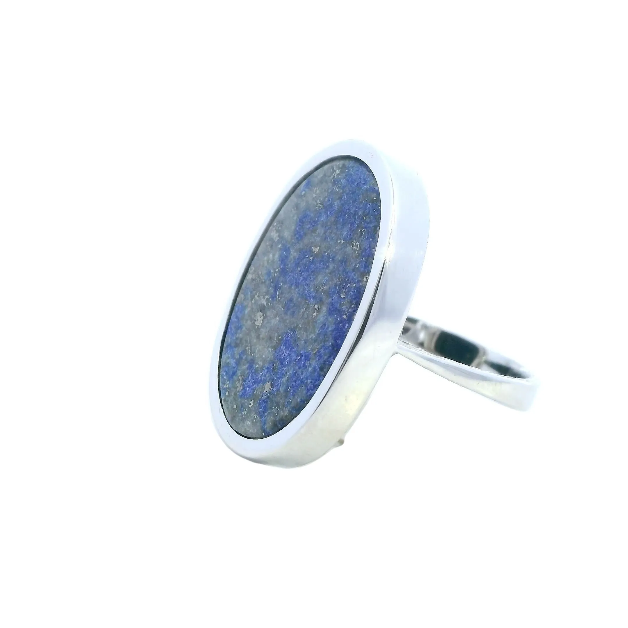 Elegant White Gold Sodalite Ring - Unique Oval Design