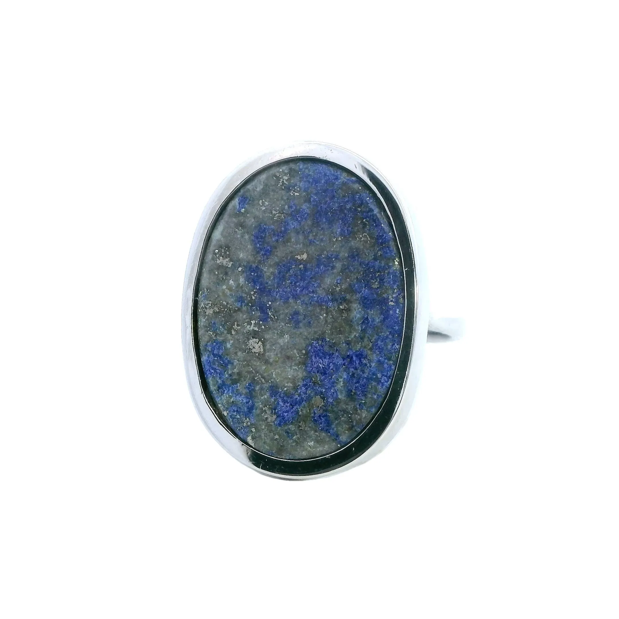 Elegant White Gold Sodalite Ring - Unique Oval Design