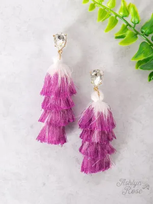 Elegantly Simple Tassel Earrings, Fuschia