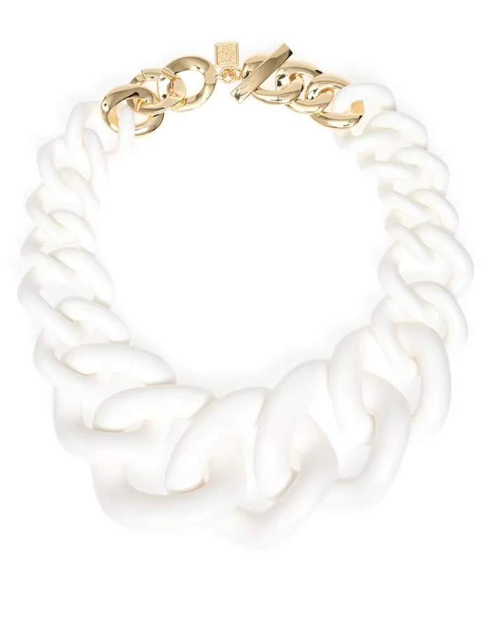 Elephant Link Necklace White