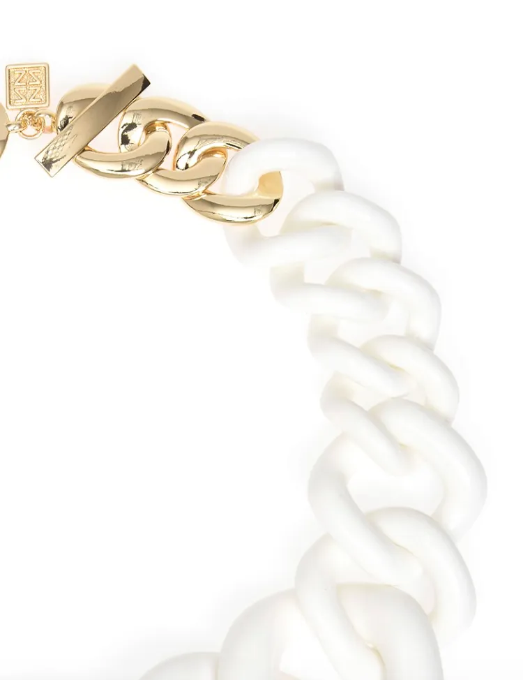 Elephant Link Necklace White