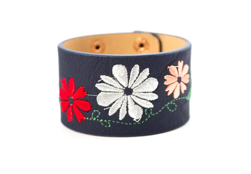 Embroidered Leather Bracelet