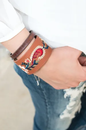 Embroidered Leather Bracelet