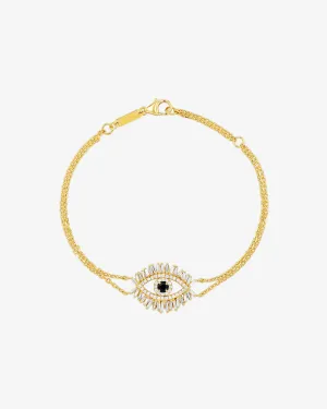 Evil Eye Midi Black Sapphire Half Pavé Bracelet