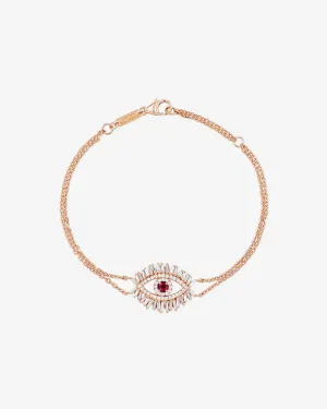 Evil Eye Midi Ruby Half Pavé Bracelet