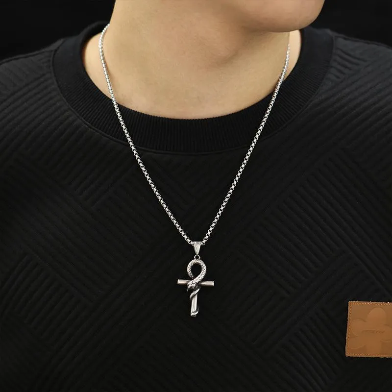 Fashionable Mamba Snake Cross Necklace 05901840YM