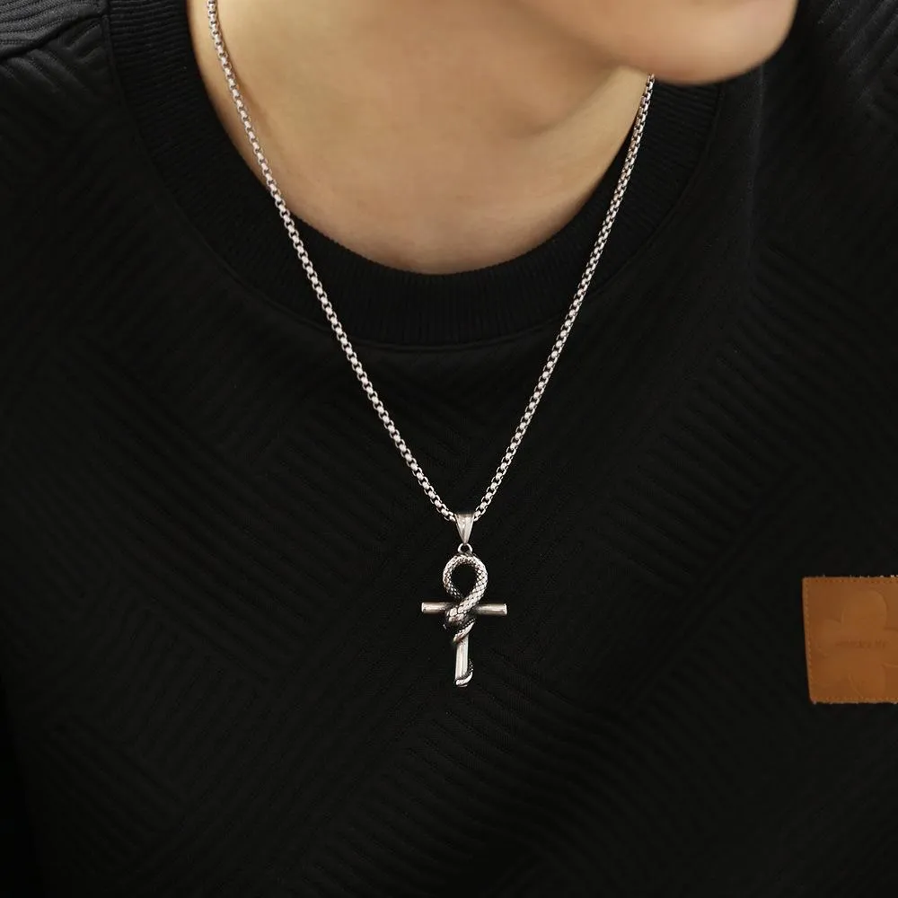 Fashionable Mamba Snake Cross Necklace 05901840YM