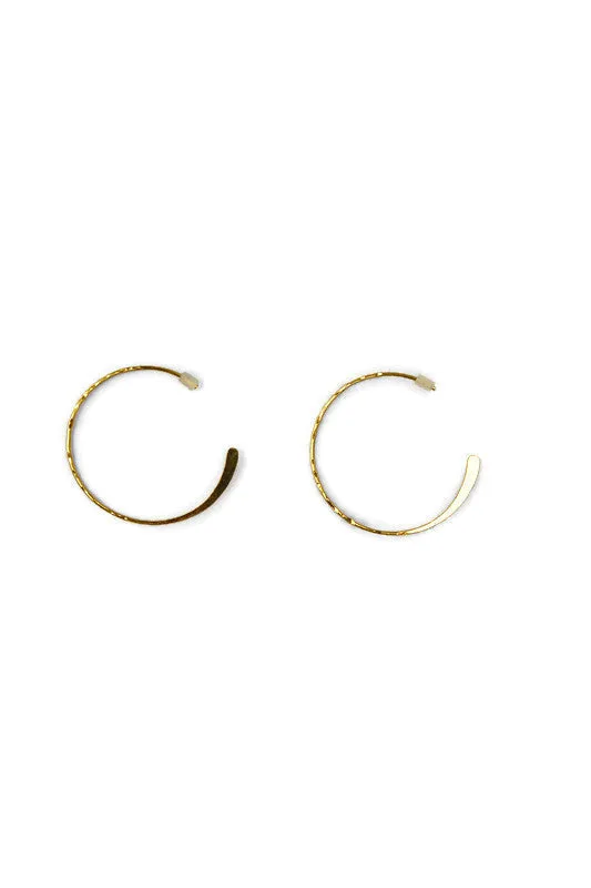 Felly Flat Textured Gold Hoop Earrings