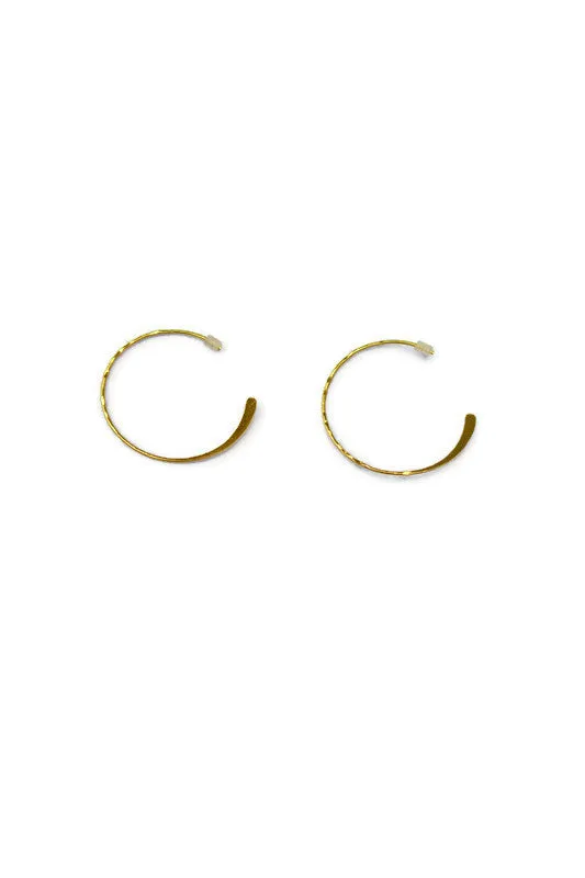 Felly Flat Textured Gold Hoop Earrings