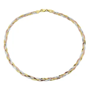 Flat Flexible 14K Gold Overlay Sterling Silver Chain Necklace 16-20 Inch Italy Made