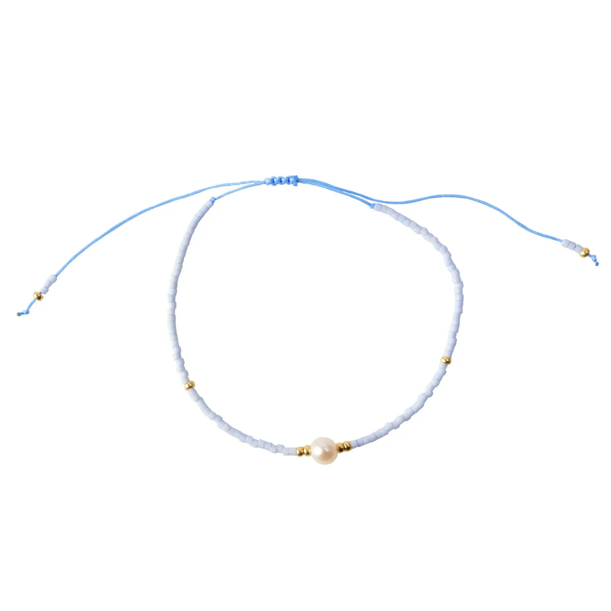 Fresh Pearl and Gold Bead Bracelet, Blue