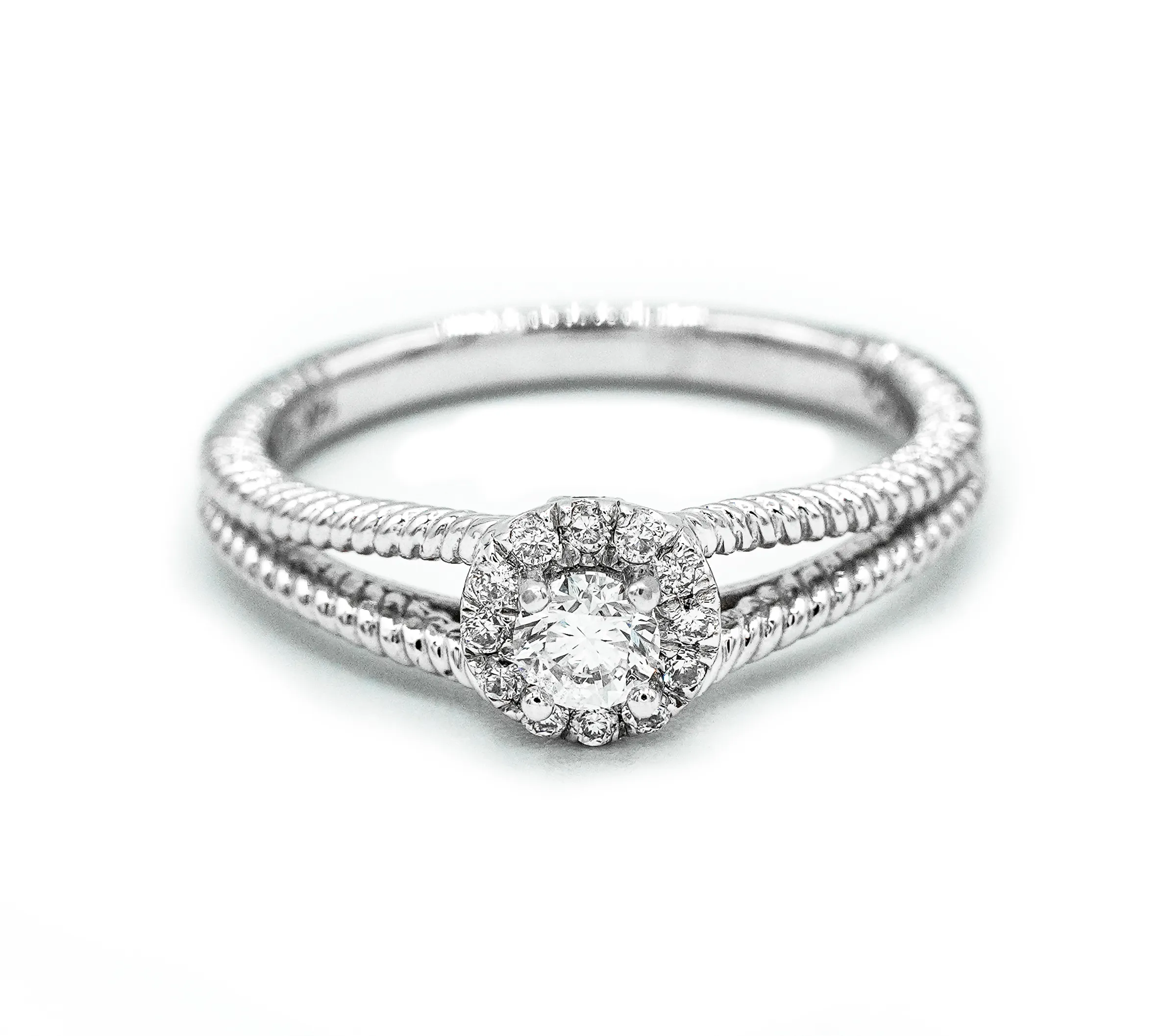 Gabriel & Co. - Round Brilliant Unique Halo Style Ring in 14kt White Gold