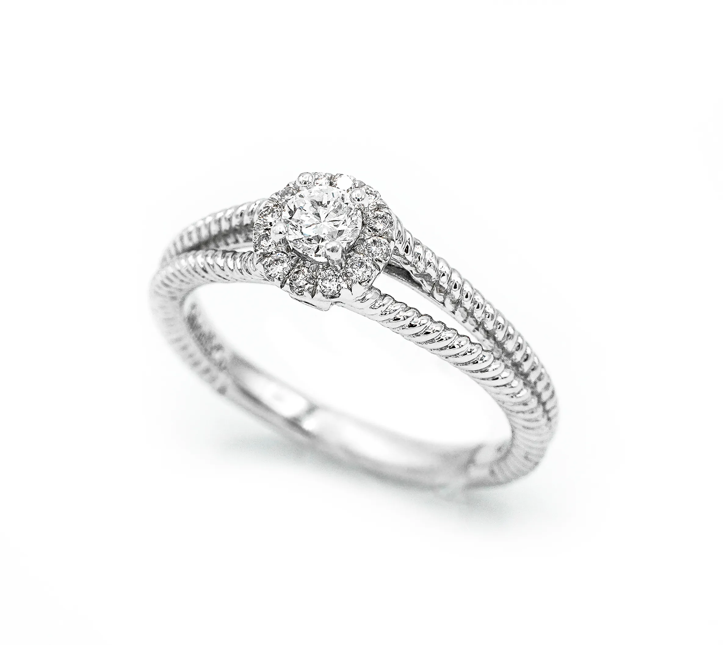 Gabriel & Co. - Round Brilliant Unique Halo Style Ring in 14kt White Gold