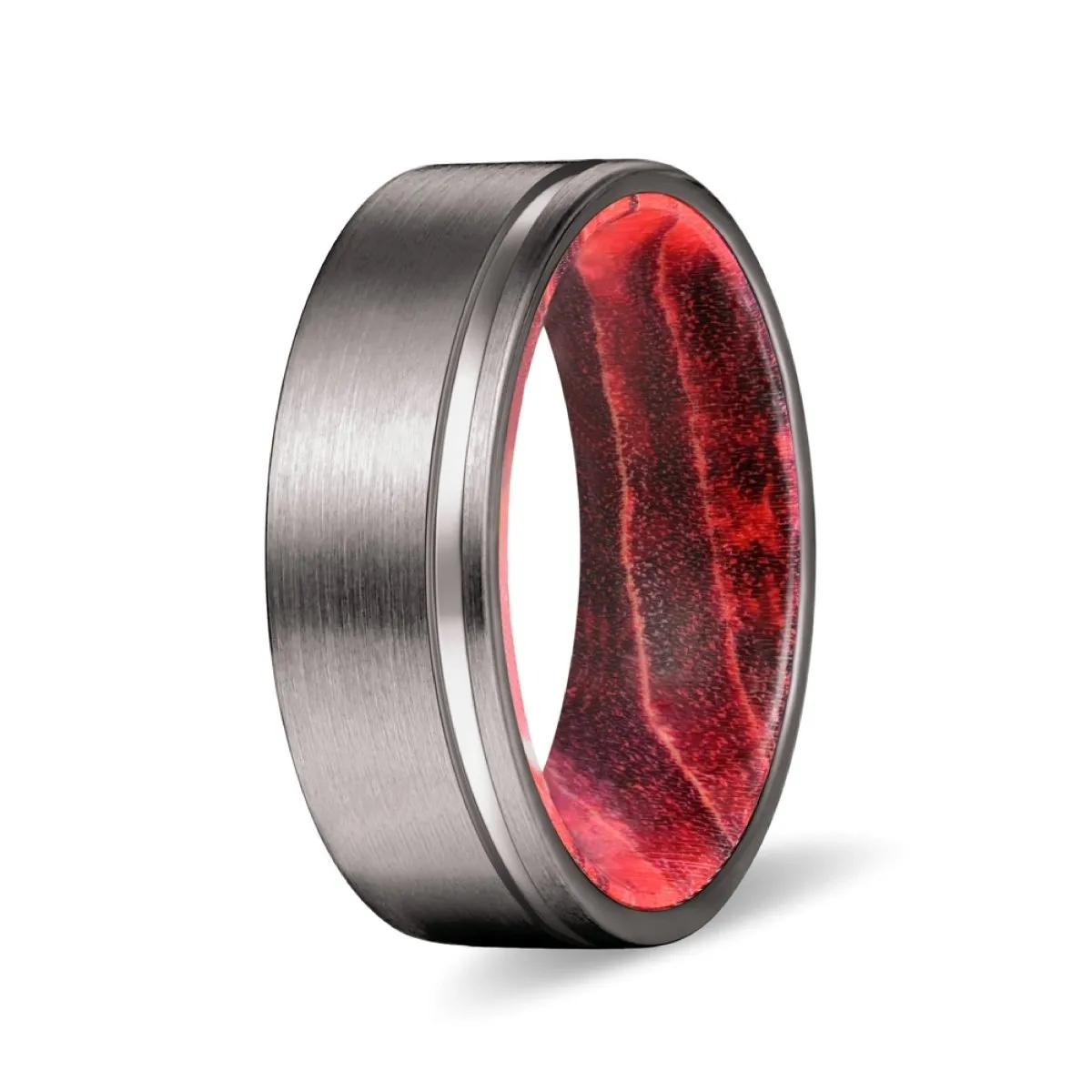 GLEASON | Black & Red Wood, Gunmetal Tungsten Offset Groove