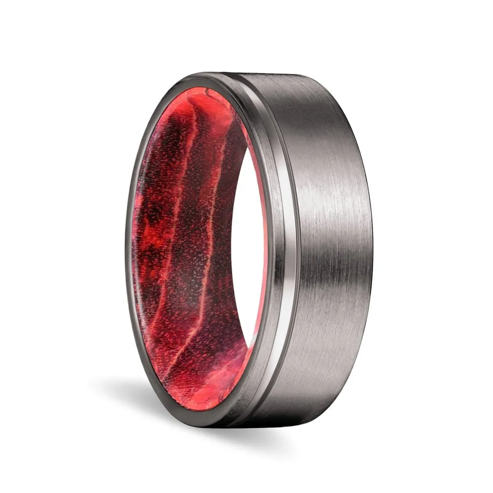 GLEASON | Black & Red Wood, Gunmetal Tungsten Offset Groove