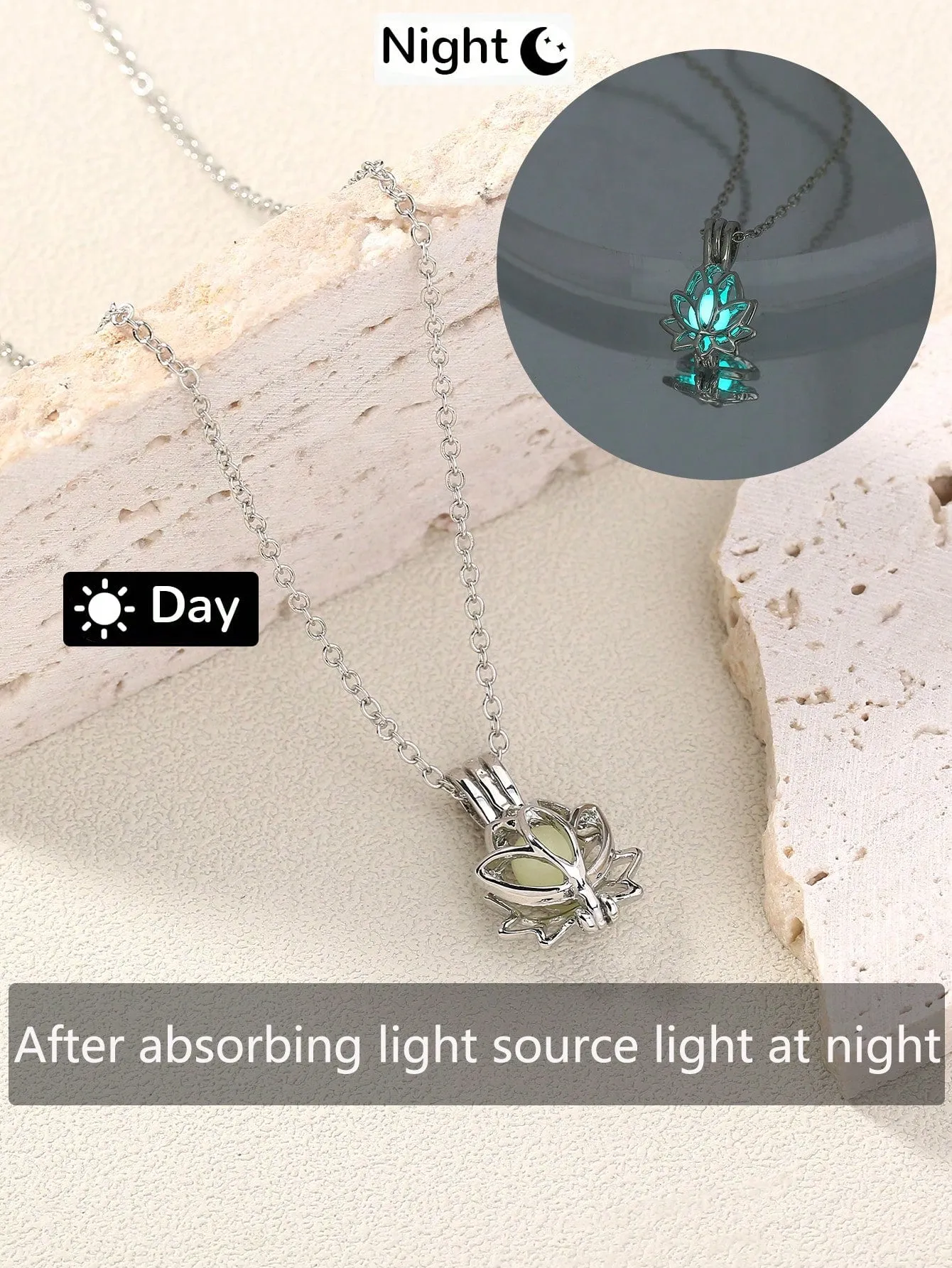 Glow In The Dark Flower Charm Necklace Creative Necklace for Women Fashion