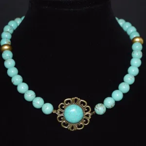 Gold Acent Turquoise Pendant Necklace