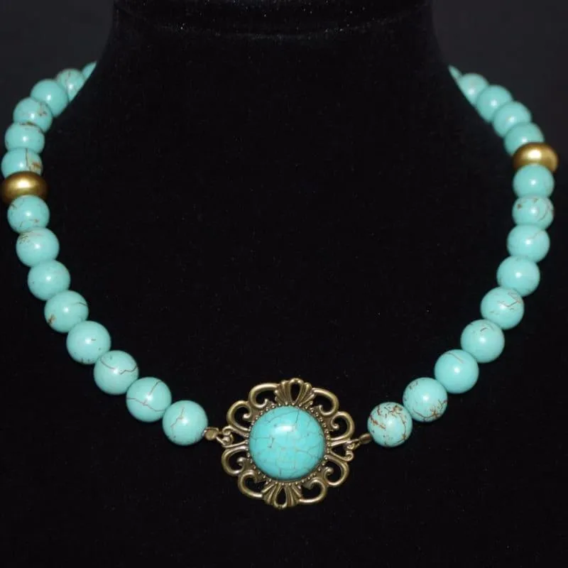 Gold Acent Turquoise Pendant Necklace