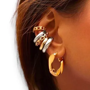 Gold Cuban Chain Ear Cuffs