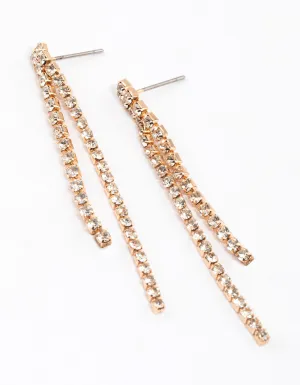 Gold Double Row Cup Chain Drop Earrings & Polishing Set