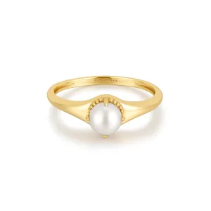 Gold Freshwater Pearl Stacking Ring