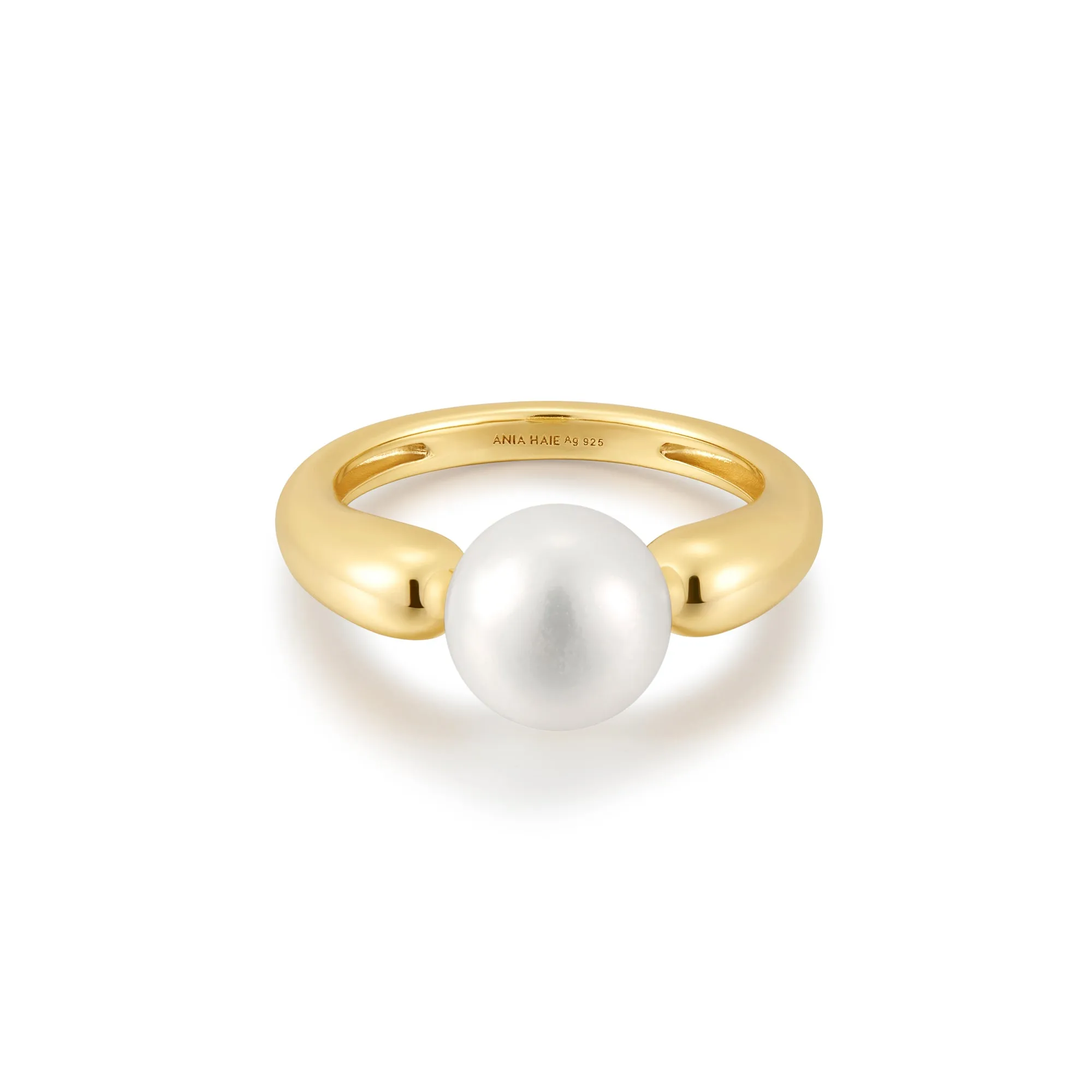 Gold Freshwater Sphere Pearl Ring