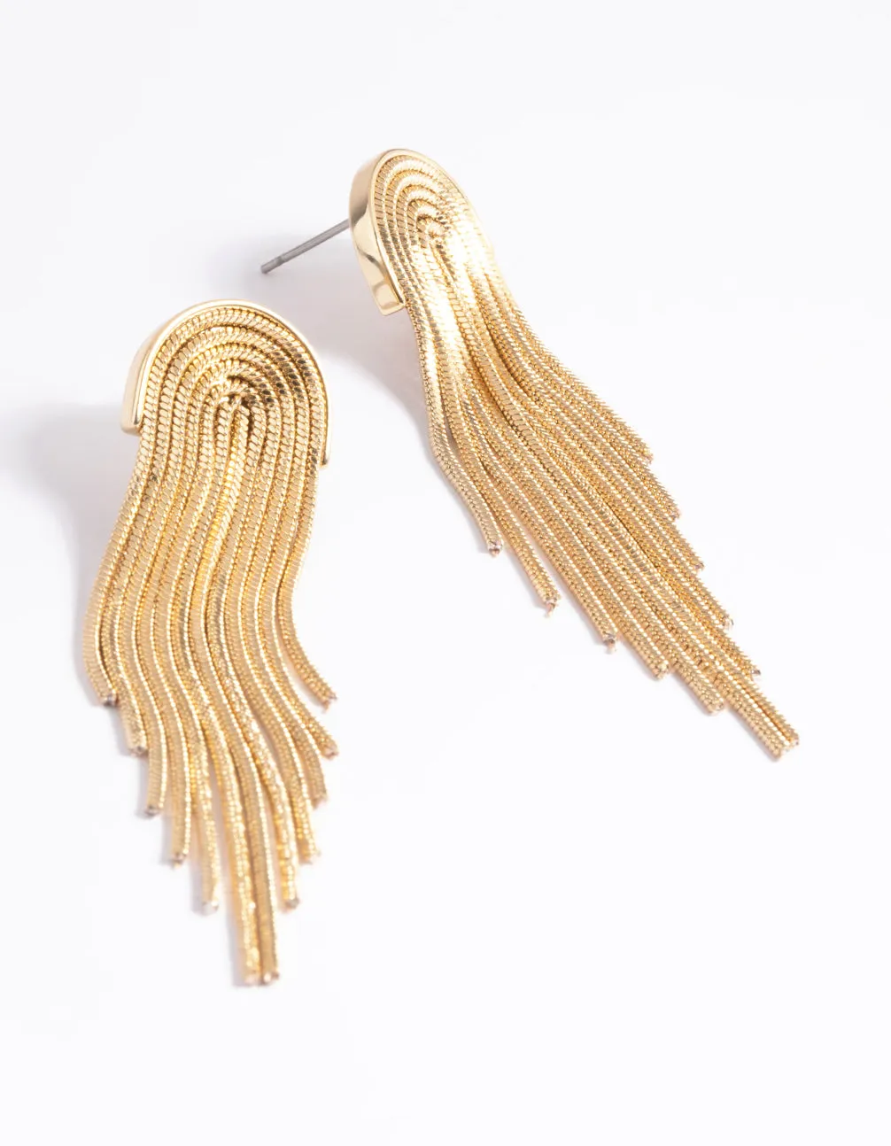 Gold Plated Brass Box Chain Drop Earrings